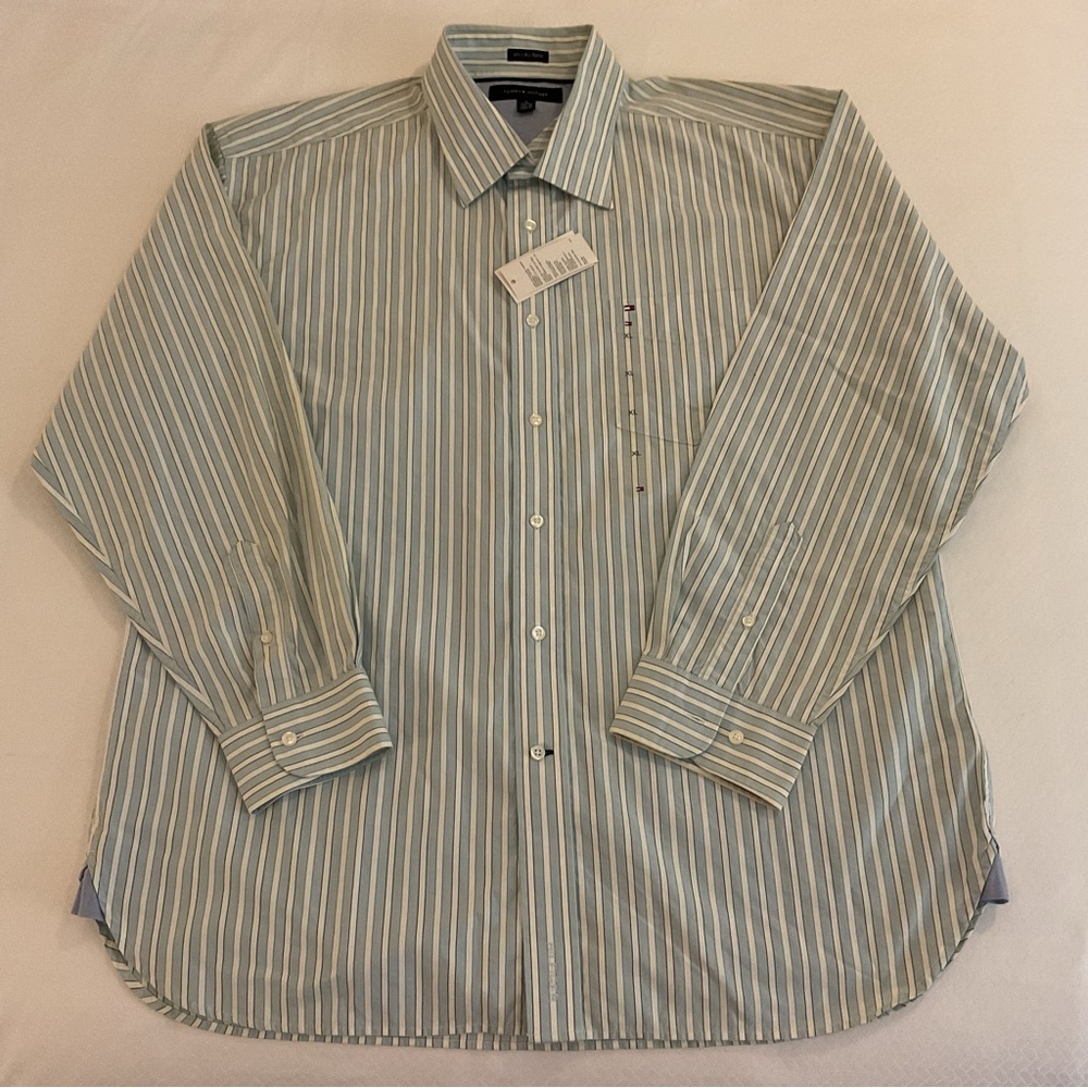 Tommy Hilfiger Men's Blue Striped Shirt XL